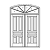 5-panel double door with radius transom
Unit Dimension 74" x 109-1/8"
Door Dimension 36" x 83"
Panels - raised
Glazing - Low-e IG, SDL